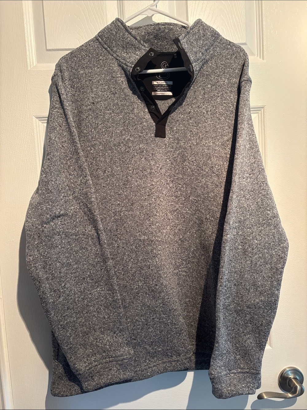 Men's Charcoal V-Neck Pullover Sweater with Contrast Trim